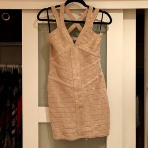 Bebe Sz S Gold Beige Dress with slight shimmer